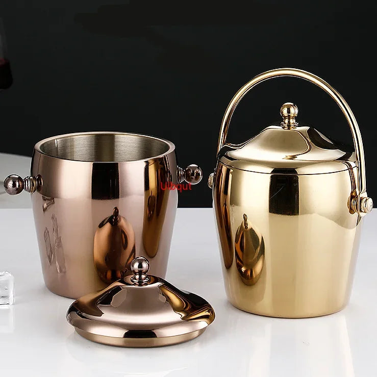 Axya Double Layer Stainless Steel Ice Bucket - Perfect for Champagne, Wine, Beer