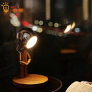 Axyaa Solid Wood USB Rechargeable Desk Lamp with Stepless Dimming
