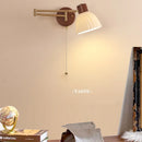Axyaa Walnut Wood LED Wall Sconce with Pull Chain Switch, Nordic Art Stair Light