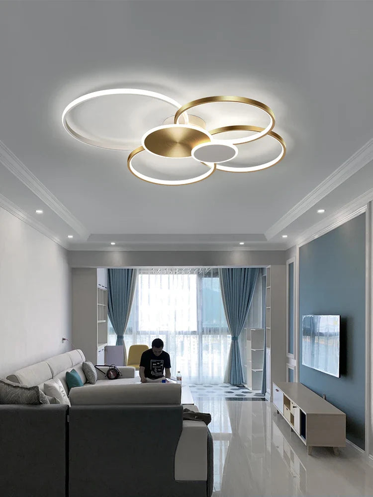 Nordic Round LED Ceiling Chandelier by Axyaa for Home Decor Lighting