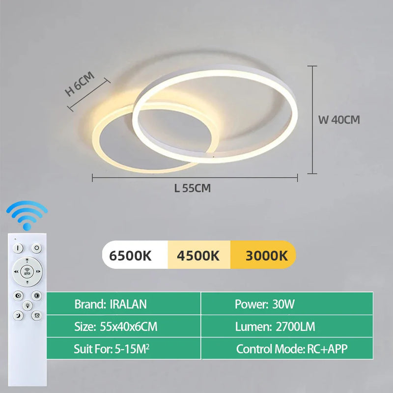 Axyaa Round Circle Ring Chandelier Ceiling Lamp for Home Decor Lighting in Living Bedroom