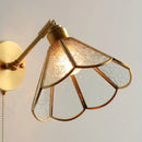 Axyaa Gold Brass Arm Vintage Glass LED Wall Lights for Bedroom Home Living Room