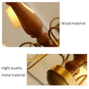 Axyaa Vintage Fabric Wood Chandelier for Home Lighting