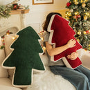 Axyaa Red Green Christmas Tree Plush Pillow: Festive Home Sofa Decoration