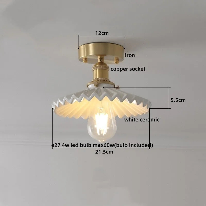 Axyaa Modern Ceramic LED Ceiling Lamp White for Porch & Balcony