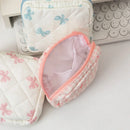 Axyaa Plaid Bow Mini Cosmetic Bag - Compact Travel Jewelry Storage Bag