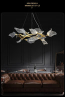Axyaa Modern Leaf Pendant Chandelier - Luxury French Resin Ceiling Lamp