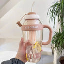 Axyaa 1200ml Sport Water Bottle with Tea Infuser and Straw, Handle - Cute Design