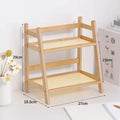 Axyaa 2-Tier Rattan Desktop Organizer Stand Shelf - Office & Stationary Storage Rack