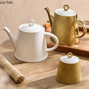 Axya Meteor Shower Ceramic Tea Pot with Gold Paint, Luxury Afternoon Coffee Pot