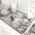 Axyaa Coffee Mat: Absorbent Kitchen Drying Pad with Plants, Birds & Flowers