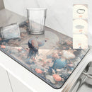 Axyaa Coffee Mat: Absorbent Kitchen Drying Pad with Plants, Birds & Flowers