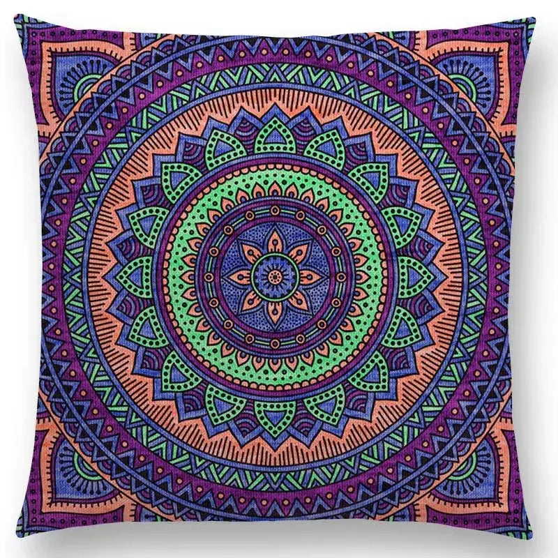 Axyaa Boho Rainbow Mandala Pillow Case Sun Moon Flowers Dream Fantasy Cover