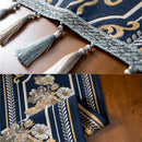 Luxury Nordic Flower Embroidery Table Runner with Tassels by Axyaa