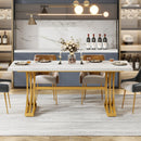 Axyaa 63-Inch Rectangular Faux Marble Dining Table, Modern White Kitchen Table for 4-6