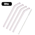 Axyaa Green Glass Drinking Straw Set with Cleaning Brush - 5 Pack