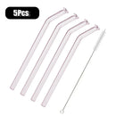 Axyaa Green Glass Drinking Straw Set with Cleaning Brush - 5 Pack