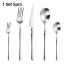 Axyaa Western Cutlery Set: Knife, Fork, Spoon, Dinnerware in Stainless Steel - 5/10 Pcs