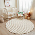 Axyaa Round Rabbit Plush Faux Fur Circle Rug for Bedroom and Living Room