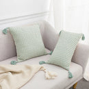 Axyaa Linen Embroidery Leaves Cushion Cover - Beige Green 45x45cm