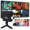 Axyaa Holiday Window Projector with 12 Movies and Tripod, Mini Outdoor Christmas Decor
