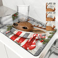 Christmas Deer Socks Berries Non-Slip Drying Mat by Axyaa Kitchen Counter Placemat