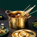 Axyaa Stainless Steel Gold Saucepan with Cover, Induction Cooker Compatible