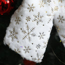 Axyaa White Furry Gold Snowflake Print Christmas Tree Topper Bow & Hanging Ornaments