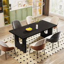 Axyaa 71" Modern Wood Dining Table for 6, Rectangular Kitchen Dinner Table with Pedestal Base