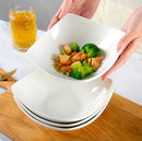 Axyaa 8" Square Ceramic Plate Set - Minimalist Raised Foot Bowl Soup Salad Plate