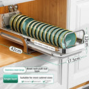 Axyaa Pull-Out Bowl & Dish Holder: Kitchen Cabinet Storage Organizer Rack