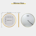 Axyaa Round LED Wall Mirror Gold Frame Anti-fog 3 Color Memory