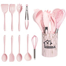 Axyaa 10-Piece Pink Silicone Utensil Set with Box - Non-Stick Kitchen Tools
