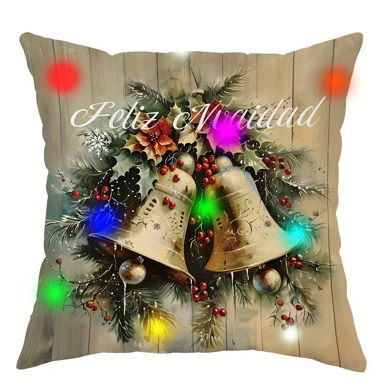 Axyaa LED Luminous Christmas Pillowcase with Retro Santa Claus Design