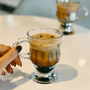 Axyaa Vintage Heart Embossed High-Legged Latte Glass Cup