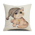 Funny Cats Print Pillow Case for Home Decor by Axyaa: 45x45cm Linen Cover