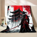 Axyaa Samurai Spirit Flannel Throw Blanket - All-Season Comfort, Cartoon Print, Bed Sofa Camping