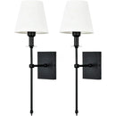 Axya Rustic Wall Lamp Industrial Sconce Lighting Fixture White Textile Shade