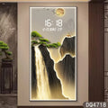 Axyaa Pine Entrance Landscape Wall Painting with High-End Electronic Clock