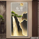 Axyaa Pine Entrance Landscape Wall Painting with High-End Electronic Clock
