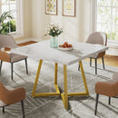Axyaa Industrial Square Dining Table | 4-Seater Wood Kitchen Table, 31.5" Metal Base