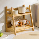 Axyaa Bamboo Kitchen Spice Caddy Shelf Organizer & Display Rack for Coffee Bar Counter