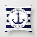 Axyaa Blue Mediterranean Compass Anchor Pillow Cover 45x45cm