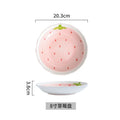 Axyaa Ceramic Dining Set: Plate, Bowl, Bowl, Mug - Pink Strawberry Theme
