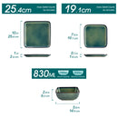 Axyaa Square Green Reactive Glaze Ceramic Dinner Set - 12/24/36 Piece Tableware