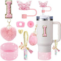 Axyaa Cup Accessories Set: Butterfly Straw, Cover, Cap, Boot, Handle Charm, Initials Sticker