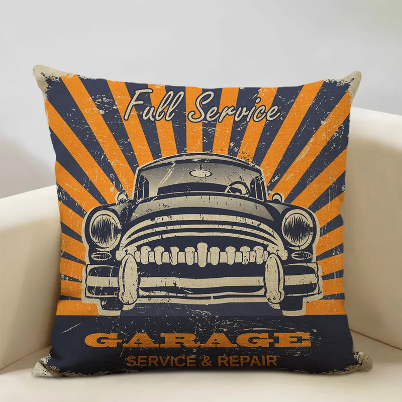 Axyaa Classic Cars Print Cushion Cover 45X45CM Pillowcase Linen Throw Pillow