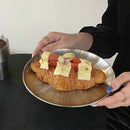 Axyaa Stainless Steel Dessert Plate: Industrial Style Bread Muffin Cake Baking Metal Plate