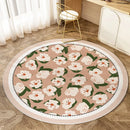 Nordic Floral Round Carpet for Sofa & Coffee Table, Non-Slip & Stain Resistant by Axyaa
