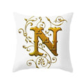 Axyaa European Gold 26 Letters Digital Printed Pillowcase for Home Decor